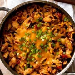 One-Pot Cheesy Chicken Enchilada Pasta